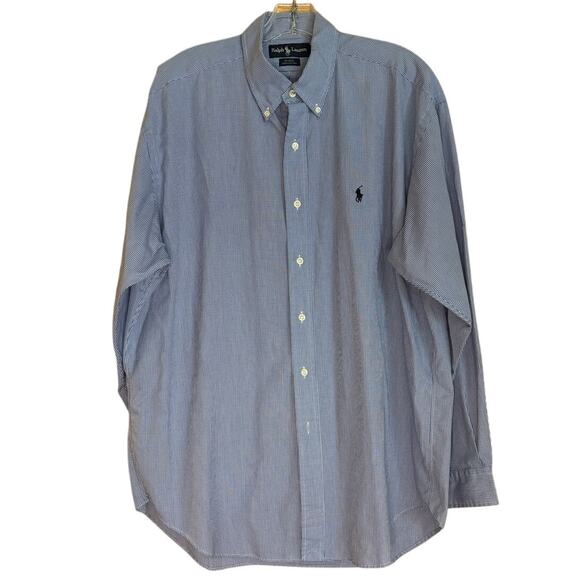 Men's Ralph Lauren Blake Shirt, Blue & White, Size Large, EUC - Picture 1 of 2